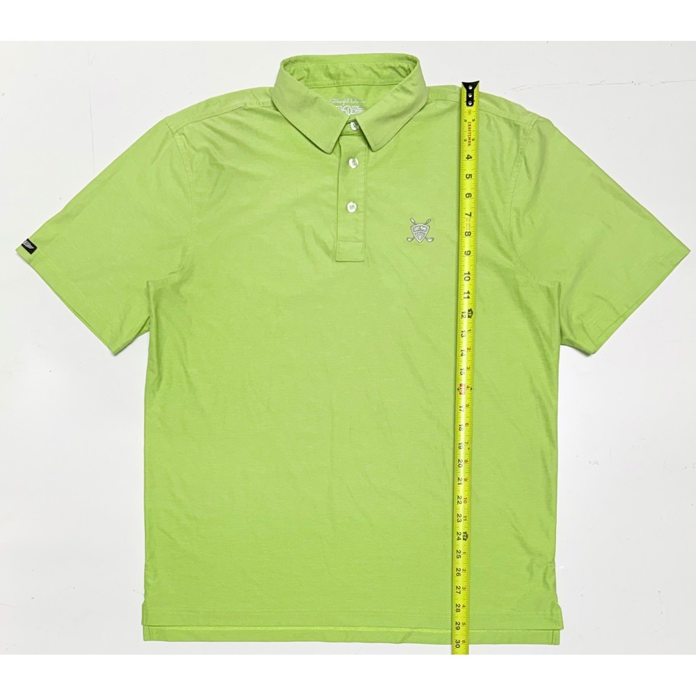 Straight Down Performance Golf Polo Shirt Mens Large Lime Green Short Sleeve L